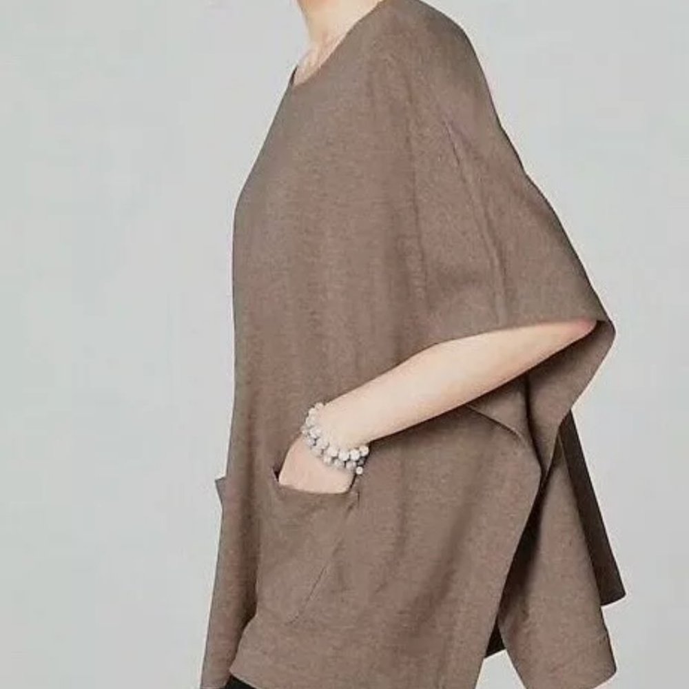 J.Jill Pure Jill Driftwood Heather Poncho pockets XSP NWT sealed fits S/M petite - Picture 2 of 9
